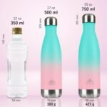 Mont-Clair H2O Stainless Steel Water Bottle, Vacuum insulated - BPA Free, 12h Hot & 24h Cold Drinks, Metal Water Bottle 500ML Leakproof, Ideal for Adult, Kids, Running - Gradient Cyan/Pink - Image 4