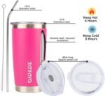 BJPKPK 20 oz Insulated Tumblers With Lid And Straw Travel Coffee Mug Tumbler Cup,Pink - Image 3
