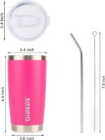BJPKPK 20 oz Insulated Tumblers With Lid And Straw Travel Coffee Mug Tumbler Cup,Pink - Image 4