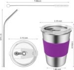 Yummy Sam Stainless Steel Cups with Straws and Lids,12oz Spill-proof Kids Tumblers Dishwasher Safe, Unbreakable Metal Toddler Cups with Heat-insulated Sleeves for Cold Drinks, 5 Pack - Image 3