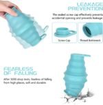 Nefeeko Collapsible Water Bottle,17oz(500ml) Reuseable BPA Free Silicone Foldable Water Bottles for Travel Gym Camping Hiking, Portable Leak Proof Sports Water Bottle with Carabiner - Image 4