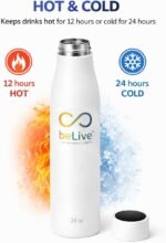 BeLive Smart Water Bottle, White, UV Self-Cleaning, Digital Hydration Tracking, Live Without Limits Collection - Image 3