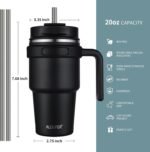 ALOUFEA 20 oz Insulated Coffee Mug Tumbler with Handle, Stainless Steel Travel Mug Tumbler with Lid and Straw,Double Wall Vacuum Leak Proof Ice Coffee Thermal Cup, Indigo Black - Image 3