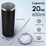 Volhoply 24 Pack Skinny Tumblers with Lid and Straw, 20oz Stainless Steel Straight Tumbler Bulk, Vacuum Insulated Coffee Mug for Home, Office, Travel, DIY (Assorted,24 Pack) - Image 3