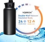 32 oz Insulated Water Bottle Bulk 8 Pack, Stainless Steel Sports Water Bottles with Straw Lid & Wide Mouth Lids, Double Walled Vacuum, Leak Proof, Black - Image 3