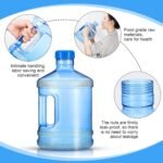 Hoolerry 2 Pieces Water Bottle 1 Gallon Round Plastic Water Jug with Handle Reusable Leak Proof Bottle for Gym Sports Office Daily Cold Liquids Drinking Use, Blue - Image 4
