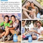 Hoolerry 2 Pieces Water Bottle 1 Gallon Round Plastic Water Jug with Handle Reusable Leak Proof Bottle for Gym Sports Office Daily Cold Liquids Drinking Use, Blue - Image 6