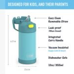 THERMOS FUNTAINER Water Bottle with Straw - 12 Ounce - Kids Stainless Steel Vacuum Insulated Water Bottle with Lid, Blue/Green - Image 3