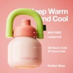 CHAKO LAB Water Bottle with Straw and Carry Handle | Wide Mouth vacuum insulated stainless steel Bottles | Reusable, leak-proof and BPA-free | 33oz (Pink&Green) - Image 3