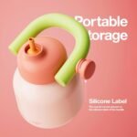 CHAKO LAB Water Bottle with Straw and Carry Handle | Wide Mouth vacuum insulated stainless steel Bottles | Reusable, leak-proof and BPA-free | 33oz (Pink&Green) - Image 4