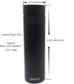 15oz Stainless Steel Vacuum Insulated Water Bottle with glass liner inside,glass lined thermos with Infuser for Hot and Cold drink -Leakproof Travel Mug with Filter (Black,with Tea infuser) - Image 3