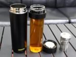 15oz Stainless Steel Vacuum Insulated Water Bottle with glass liner inside,glass lined thermos with Infuser for Hot and Cold drink -Leakproof Travel Mug with Filter (Black,with Tea infuser) - Image 5
