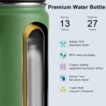 koodee 2 Pack Water Bottle 26 oz Stainless Steel Double Wall Vacuum Insulated Sports Water Bottle with Leakproof Spout Lid, BPA Free (Navy-Grass Green) - Image 6