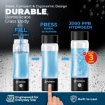 Hydrogen Water Bottle Generator, 2000PPB SPE/PEM Tech, USB-C Rechargeable, Self-Cleaning, Portable 420ml Hydrogen Glass Water Bottle, Hydrogen Water Generator & Ionizer for Health - Image 3