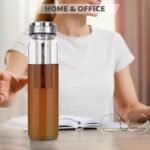 32 oz Glass Water Bottle with Tea Infuser reusable Tea Tumbler with Strainer portable Travel Mug with Sleeve for Loose Leaf Tea, Cold Brew Coffee, Infused Fruit Water (Blue) - Image 3