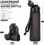 TakeToday Collapsible Water Bottles 20oz, Leak Proof, BPA-Free, Foldable Silicone Travel Water Bottle with Straw Strap for Cycling, Hiking, Outdoors - Image 3