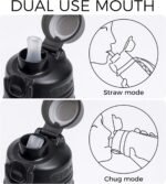 TakeToday Collapsible Water Bottles 20oz, Leak Proof, BPA-Free, Foldable Silicone Travel Water Bottle with Straw Strap for Cycling, Hiking, Outdoors - Image 4