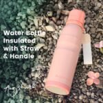 20oz Water Bottle Insulated with Straw & Handle Double Wall Vacuum Stainless Steel Water Flask Keep Cold 24h Hot 12h for Sports, Travel, School (Pink) - Image 5
