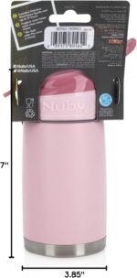 Nuby Thirsty Kids No Spill Flip-It Reflex Stainless Steel Travel Cup or Water Bottle - 10 Oz - 18+ Months - Pink - Back to School Essentials - Image 10