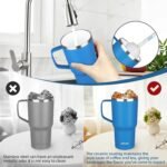 20 oz Insulated Coffee Mug with Ceramic Coating, Stainless Steel Travel Mug Tumbler with Handle Lid and Straw, Double Wall Leak-Proof Coffee Travel Mug Keeps Drink Hot and Cold (Blue) - Image 4