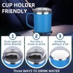 20 oz Insulated Coffee Mug with Ceramic Coating, Stainless Steel Travel Mug Tumbler with Handle Lid and Straw, Double Wall Leak-Proof Coffee Travel Mug Keeps Drink Hot and Cold (Blue) - Image 5