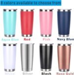 Pandance 20oz Stainless Steel Insulated Tumblers with Lid and Straw Bulk, Double Wall Vacuum Water Cups for Hot & Iced Coffee Drinks Travel Mug (Mix, 8 pack) - Image 5