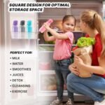 Bulk Set of 8 - 10oz Multicolor Water Bottles for Kids and Adults - Leak Proof With Carry Strap - Square Reusable for Juice, Drinks - BPA-Free Dishwasher-Safe - Image 3