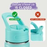 12oz Kids Water Bottle for School, Toddler Bottles with Straws, Stainless Steel Vacuum Insulated Water Bottle for Boys&Girls, Leak-Proof, BPA-Free, Green - Image 5