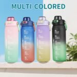 Motivational Water Bottle 32oz with Time Marker- Leakproof & BPA Free Sports Water Bottle with Straw & Carry Strap for Gym, Travel and Outdoor Sports (Blue/Orange Gradient) - Image 6