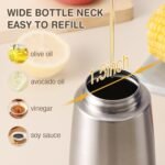 Vucchini Oil Dispenser Bottle Stainless Steel-Auto Flip Kitchen Oil and Vinegar Dispenser Set With Automatic Cap and Stopper - 12.8 oz Non-drip Spout Cruet Bottle - Image 5