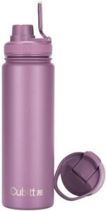 Cubitt Hydro Bottle 24 oz – Insulated Steel, 2 Leak-Proof Lids, Cold 24h/Hot 12h – Dusty Mauve - Image 3