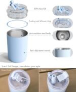 10 oz Insulated Coffee Tumblers, Travel Coffee Tumblers with Straw, Double-Wall Stainless Steel Tumbler, Leak Proof Tumbler, Reusable Cups with Lids for lced and Hot Drinks (Blue) - Image 4