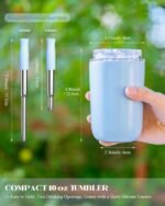 10 oz Insulated Coffee Tumblers, Travel Coffee Tumblers with Straw, Double-Wall Stainless Steel Tumbler, Leak Proof Tumbler, Reusable Cups with Lids for lced and Hot Drinks (Blue) - Image 5