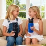 2 Pack Kids Water Bottle,14oz Stainless Steel Insulated Water Tumbler Leak-Proof,School Water Mug,Small and Portable,Suitable for Boys and Girls to Use(Black + Blue) - Image 3