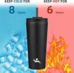 22 OZ Insulated Tumbler with Lid and 2 Straws Stainless Steel Water Bottle Vacuum Travel Mug Coffee Cup,Black - Image 4