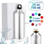 10 Pack Aluminum Water Bottles Lightweight Reusable Bottles Aluminum Travel Cups with Carabiner Leak Proof Team Water Cups in bulk for Gym Sports Bicycle Camping - Image 3