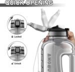 GIFUBOWA 2l Water Bottle with Straw Cap Large 2 litre Jug with Handle and Motivational 64oz Drinking Jug Transparent Grey - Image 4