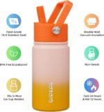 BJPKPK Insulated Water Bottle with Straw Lid, 15 oz Stainless Steel Metal Water Bottles, Reusable Leak Proof BPA Free Thermo, Flask, Cups - Coral - Image 4