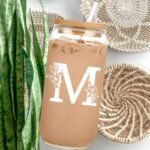 Personalized Tumbler, Monogrammed Can Glass Cups with Bamboo Lids and Straws, Customized Gifts for Women, Cute Design Initial Iced Coffee glasses, Custom Letter Mug, Birthday Bridesmaid, T - Image 7