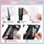10 Sheets Personalized Custom Stickers Name Decals for Tumbler UV Monogram Sticker Cup Wraps Letter Sticker Vinyl Decal Monogram Mugs Waterproof Decals for Laptops(Iridescent) - Image 4