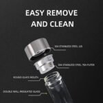 Tea Infuser Bottle - Double Wall Glass Portable Travel Mug with Stainless Steel Filter - Tea Tumbler Water Bottle Diffuser Bottles Tea Cup for Loose Tea Flower Herbal (Silver) - Image 3