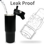 30 oz Tumbler with Top Handle, Double Wall Vacuum Insulated Tumbler with Flip Straw, Travel Coffee Mug 30oz Powder Coated Cup for Laser Engraving (Black,1 pack) - Image 4