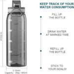 30oz Sport Water Bottle with Time Markers, Large Durable Gym Plastic Bottle Tritan BPA Free for Fitness, Outdoor Enthusiasts, Leakproof Clear Gray (Pack of 1) - Image 3