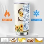 Sunflower Gifts for Women - Personalized Christmas Gifts for Women - Birthday Gift for Woman - Mothers Day Gift for Mom - Monogrammed, Initial 20oz Travel Cup Insulated Tumbler with Lid, S - Image 4