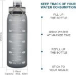 30oz Sport Water Bottle with Time Markers, Large Durable Gym Plastic Bottle Tritan BPA Free for Fitness, Outdoor Enthusiasts, Leakproof Gray (Pack of 1) - Image 3