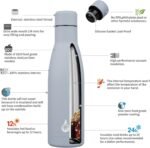BJPKPK Insulated Water Bottle 17oz Stainless Steel Water Bottles Dishwasher Safe Metal Thermal Keep Cold and Hot,Mist Grey - Image 4
