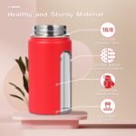 Volhoply 14oz KIds Stainless Steel Insulated Leakproof Water Bottle with Straw Lid and Silicone Boot,BPA-Free Easy Use for Boys&Girls,Double Wall Vacuum Bottles(Red,1) - Image 4