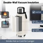 20oz Stainless Steel Insulated Water Bottle Travel Coffee Cup with Lid Leak Proof Metal Water Bottle for Hot and Cold Drink Water Flask (White) - Image 5