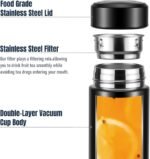 17oz Stainless Steel Water Bottles, Slim Water Bottle, Thermo Water Bottle, Insulated Water Bottle Keep Hot for 12 Hrs, Cold for 24 Hrs for Coffee, Drinks(Black) - Image 3