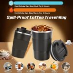 Vacuum-Insulated Stainless Steel Travel Coffee Mug, Leak-Proof Reusable Coffee Cup with Lid - Keep Hot & Cold Drinks for Hours, Durable Thermos Tumbler for Men & Women (3rd-Black, 17OZ) - Image 3
